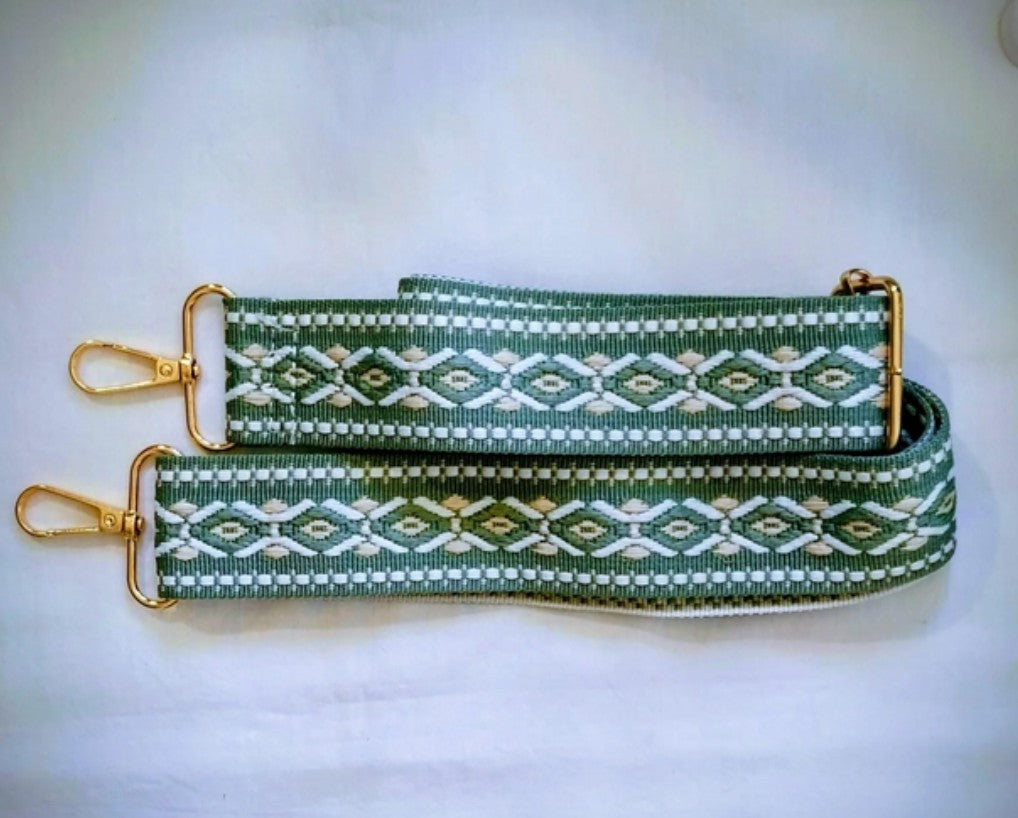 Sangle de sac Verte et Beige