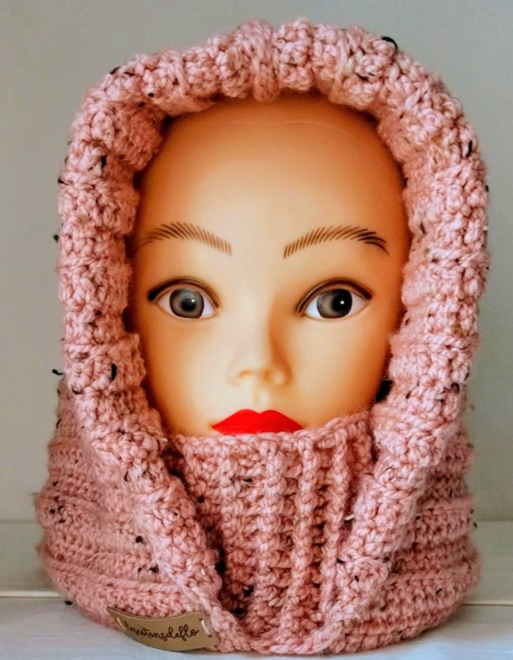 Snood Capuche vieux rose